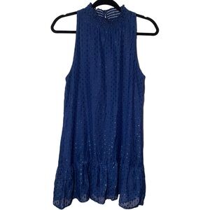 Speechless Women's Medium Fully Lined Mock Turtleneck Sleeveless Tank Dress Navy